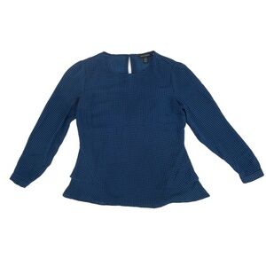 Banana Republic Blue Black Gingham Long Sleeve Blouse Size XXS Petite Women’s